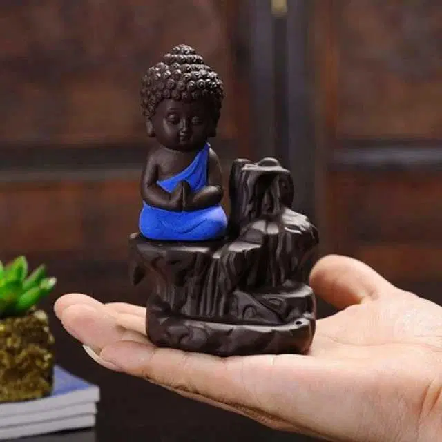 Buddha Smoke Founatin Insence Holder Stick For Home & Temple, Pack Of 1, Blue, RS-005
