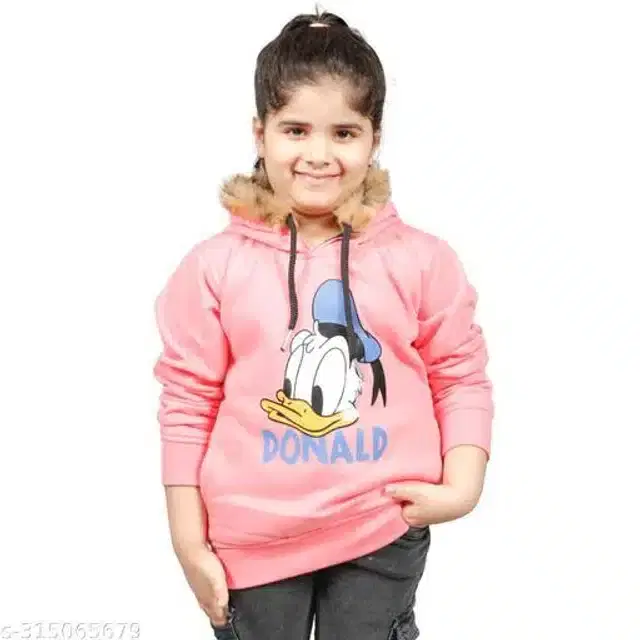 Full Sleeves Hoodies for Girls (Peach, 3-4 Years)