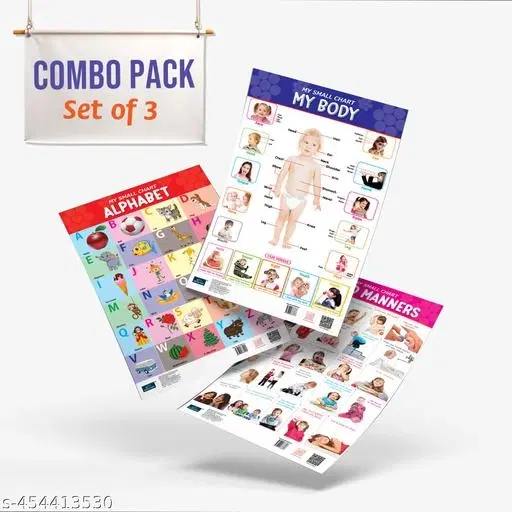 Bookford Publications My small chart Alphabet, My Body & Good Manners (Set of 3)