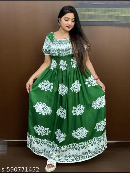 Designer Gown for Women (Green, L)