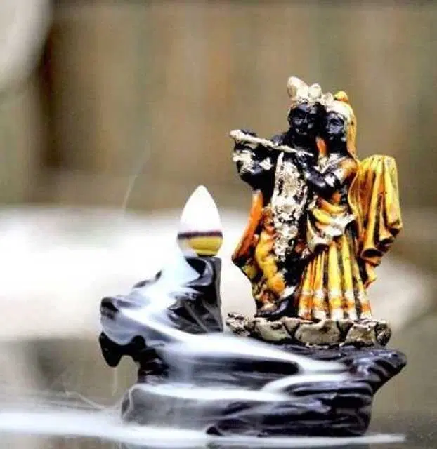 Radha Krishna Smoke Fountain For Home, Temple & Office Table Decoration, Pack Of 1, Yellow, RS-012