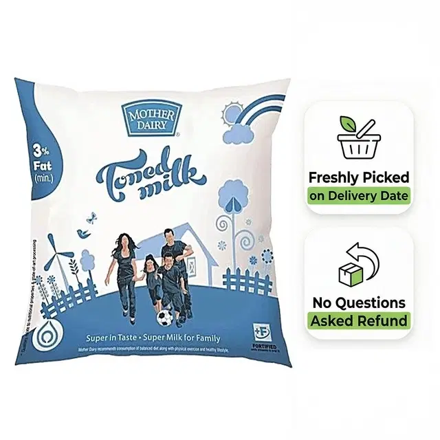 Mother Dairy Toned Milk 500 ml (Pouch)