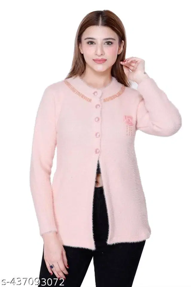 Woolen Sweaters for Women (Peach, M)