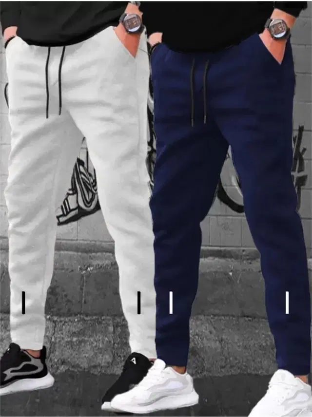 Polyblend Printed Trackpants for Men, Grey & Navy Blue, Pack of 2 (M)