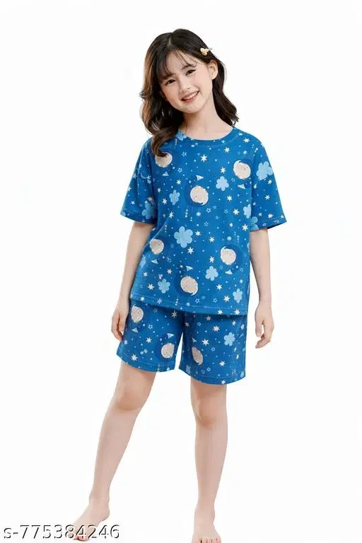Night Suit for Girls (Blue, 11-12 Years)