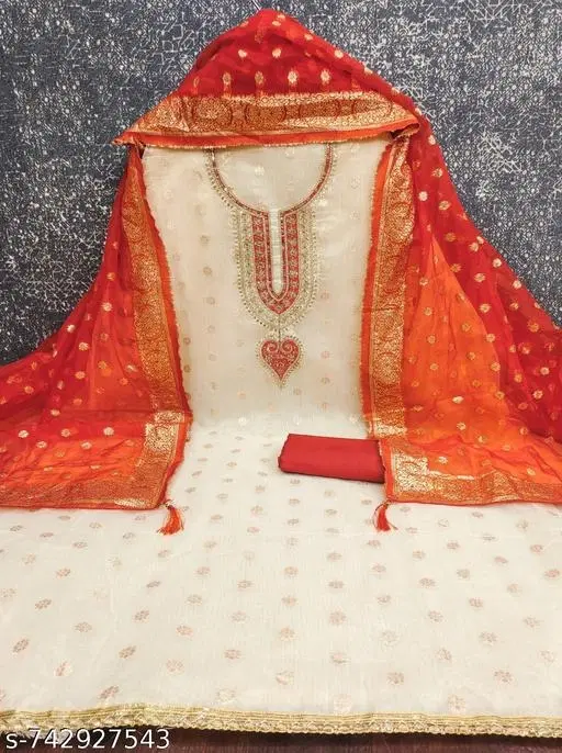 Silk Blend Punjabi/All Over Suits for Women (Multicolor, 6.45 meter (XL)