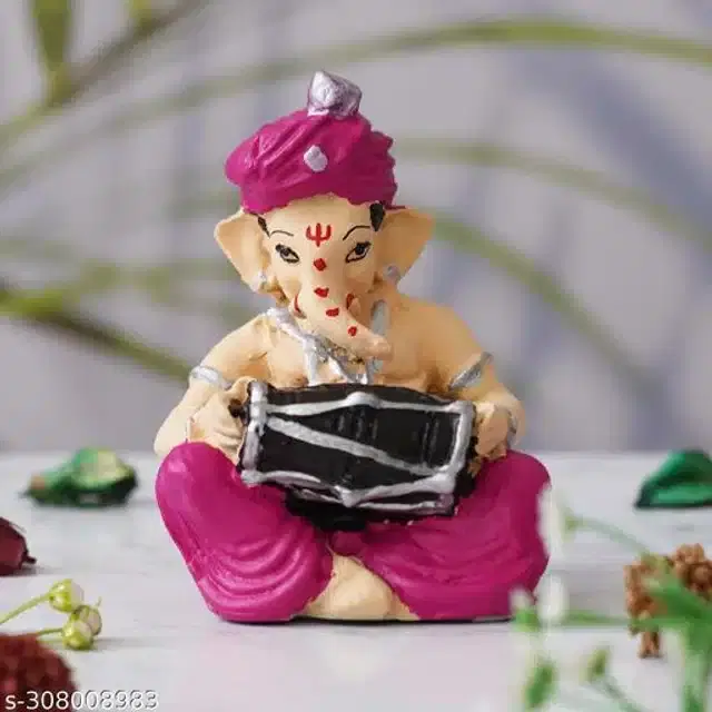 Resin God Ganesha Idol, Pink & Beige