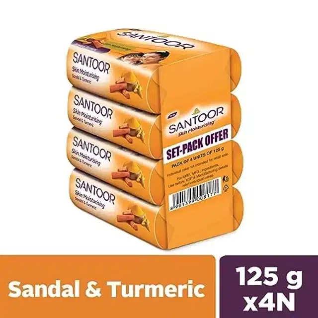 Santoor Sandal And Turmeric Soap 125 g (Pack Of 4 )
