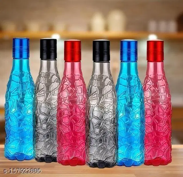 Plastic Water Bottles, Multicolor, 1000 ml, Pack of 6