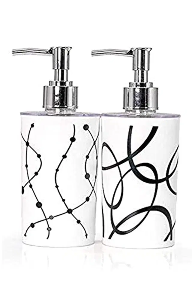 Plastic Long Lasting Liquid Soap Dispenser, White, 350 ml, Pack of 2