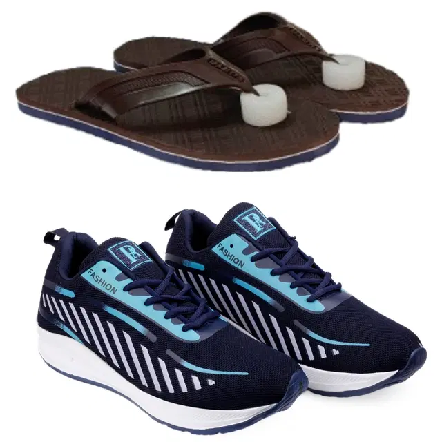 Combo of Flipflops with Sports Shoes for Men, Set of 2 (Multicolor, 6)