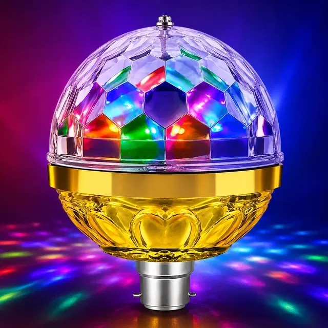 360° Rotatable Golden Disco Bulb, Multicolor