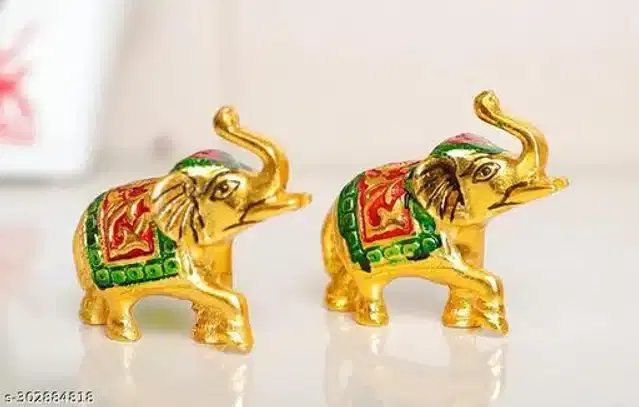 Aluminium Decorative Showpiece, Gold, Pack of 2