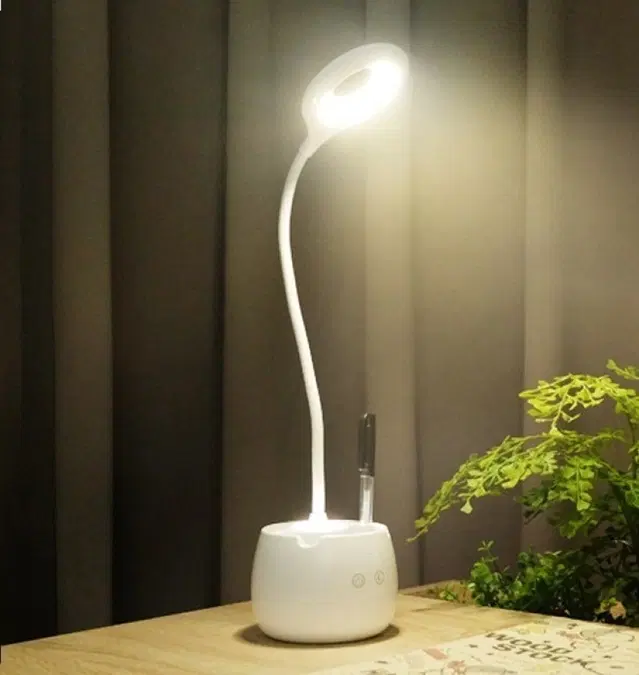 Immutable Long Arm Study Desk Light with 3 Shades Touch Control Light Advanced Pen and Mobile Holder Design Table Lamp, 50 cm, White, Pack of 1