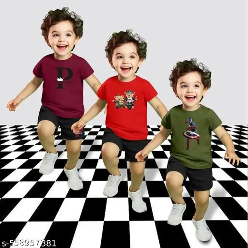 Cotton Blend Printed Clothing Set for Boys, Multicolour, Pack Of 3 (0-1 Months)