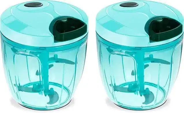 Manual Vegetable Chopper, Pack of 2, 900 ml, Green