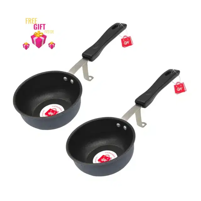 Non Stick Tadka Pan with Surprise Gift, Set of 2, Grey, 250 ml
