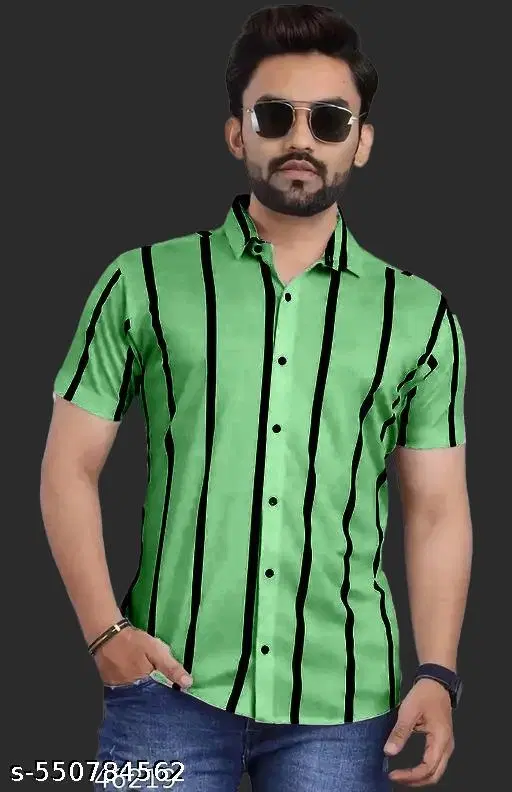 Lyrca Printed Shirt for Men (Mint Green, S)