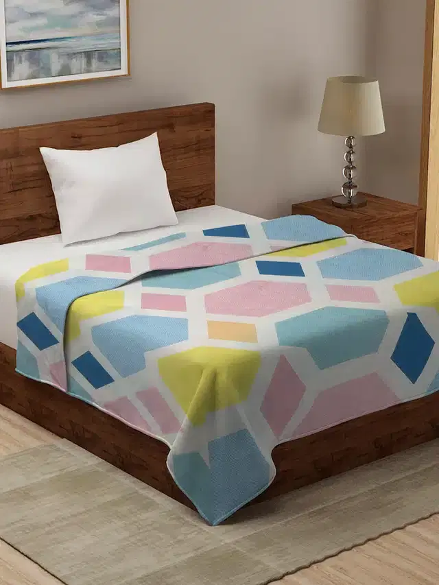 Printed Single Duvet Cover with Zipper, Multicolor, 60x90 Inches