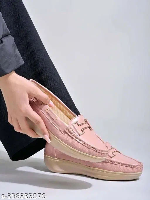 Solid Loafers for Women (Peach, IND-4)