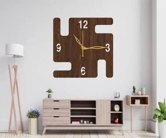 Wooden Wall Clock for Home, Brown