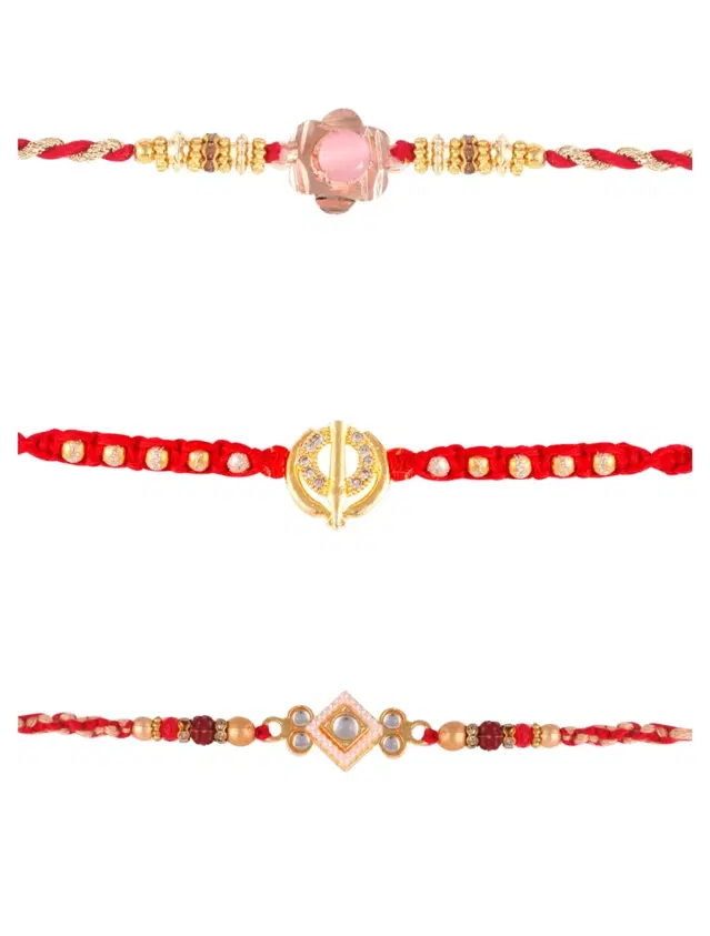 Designer Rakhi for Rakshabandhan, Multicolor, Pack of 3