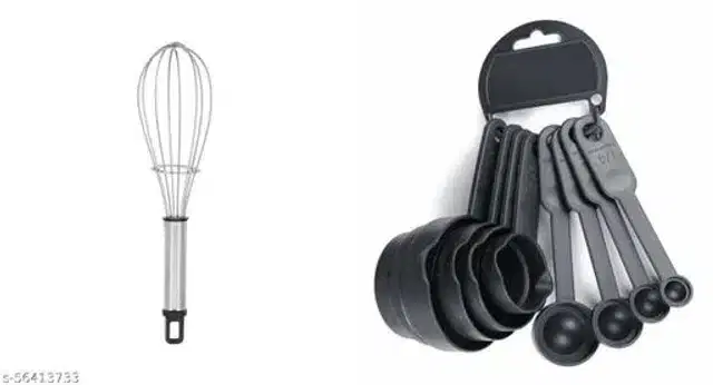 Whisk with 8 Pcs Measuring Cups Set, Multicolor, Set of 2