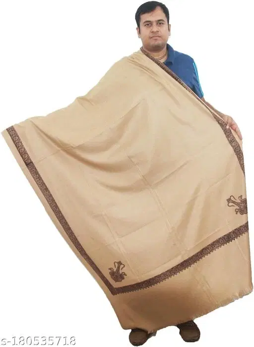 Kavim Beige Wool Solid Shawl for Women (Beige, Free Size)