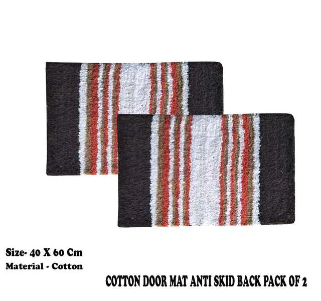 Soft Cotton Anti Skid Bathmat for Home & Entrances, Multicolor, A-111