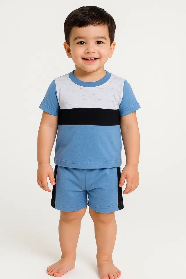 Solid Top & Bottom Set for Boys (Sky, 3-4 YR)
