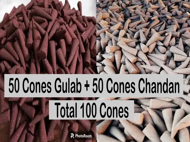 Gulab 50 Pcs & Chandan 50 Pcs Incense Cones, Set of 2