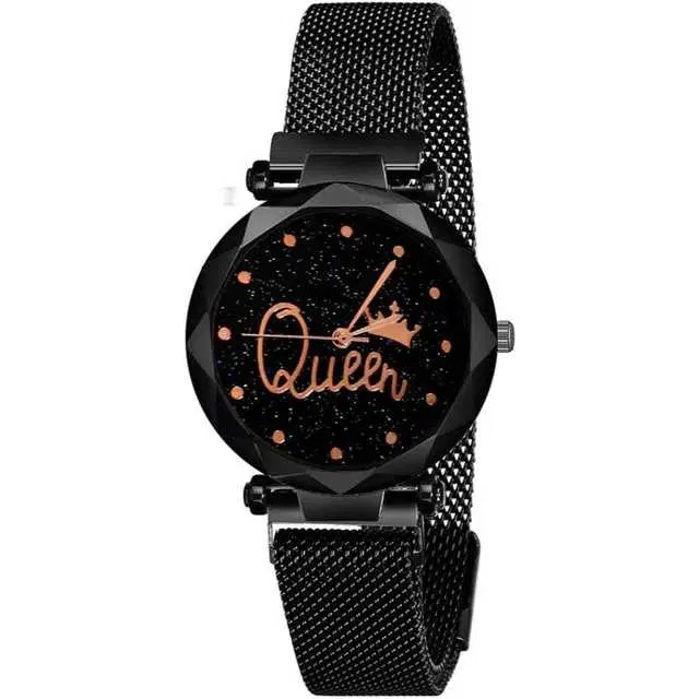 Casual Metal Analog Watch For Women (Black & Rose Gold) (MP-198)