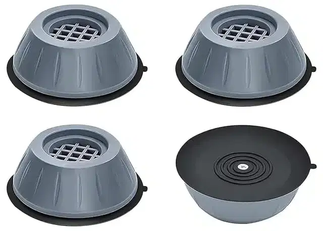 Plastic Shock Absorber Suction Cup Stand Pads for Large Appliances, Grey, Pack of 4