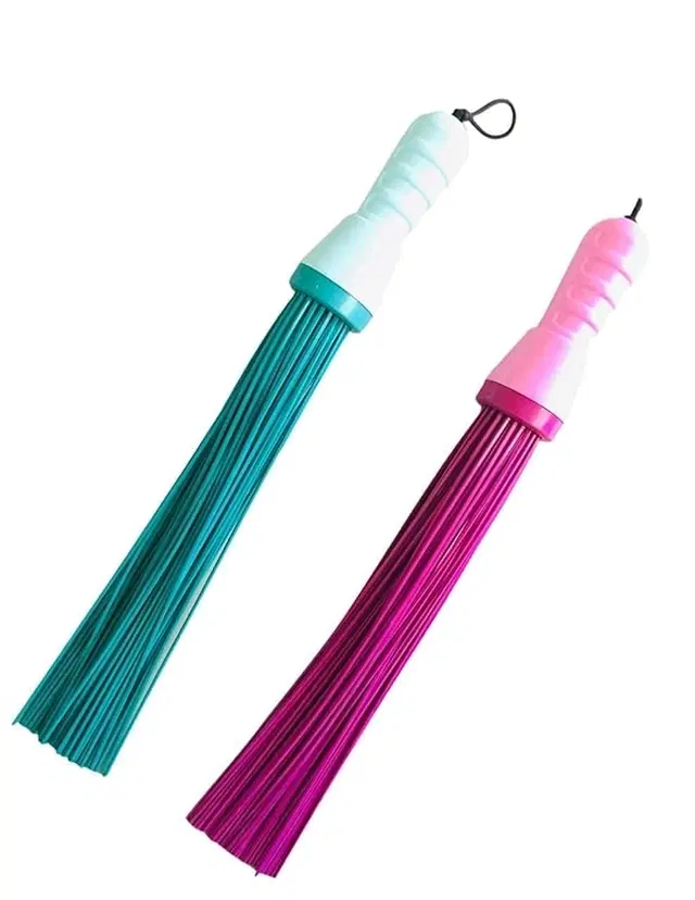 Plastic Brooms Bathroom & Home Floor Cleaning, Multicolor, Pack of 2