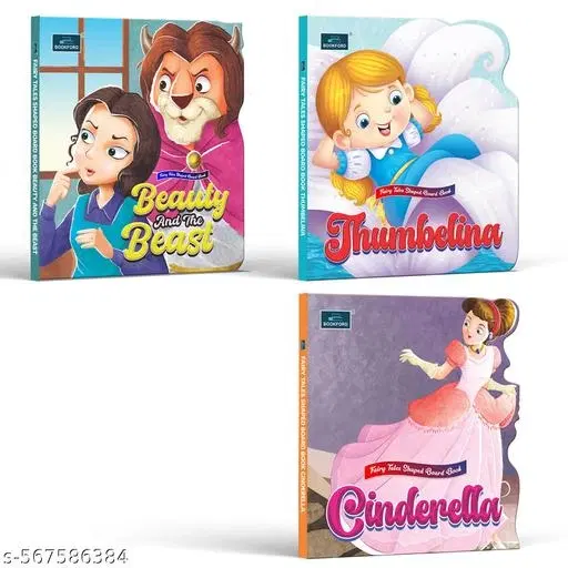 Fairy Tale Shaped Story Book | Beauty and the Beast, Cinderella, and  Thumbelina | Book for kids | Board Book for kids | fairy tales | story book (Set of 3)