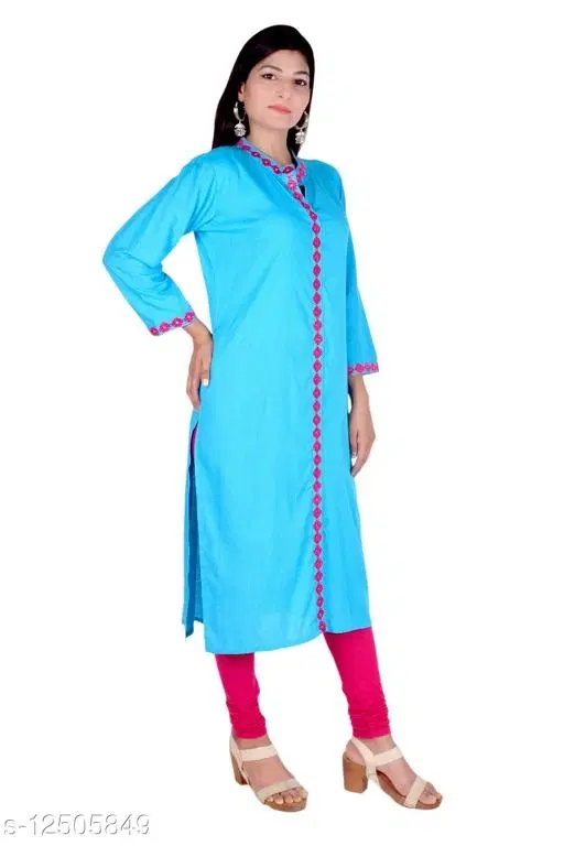 Rayon Kurta & Payjama Set For Women, Aqua Blue (S)