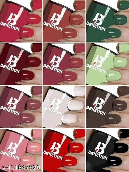 Banetion Matte Nail Polish, Multicolor, Pack of 12