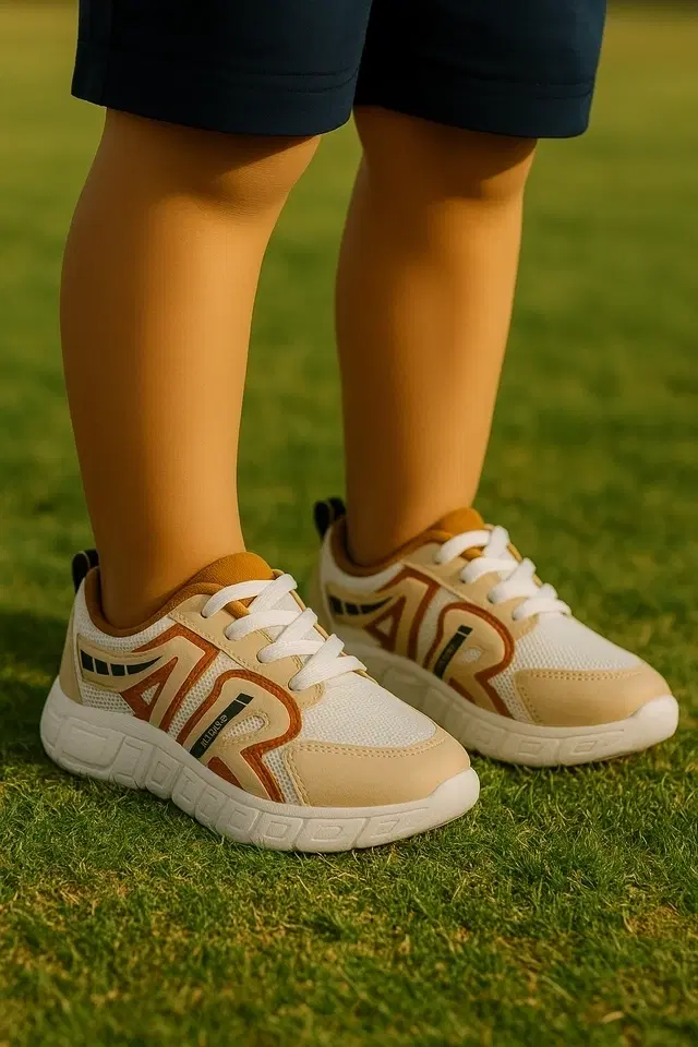 Casual Shoes For Boys (5C) (Bear-111), White & Peach (11-12 Years)