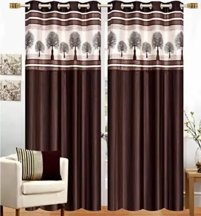 Window Curtains, Pack of 2, Brown, 5 feet