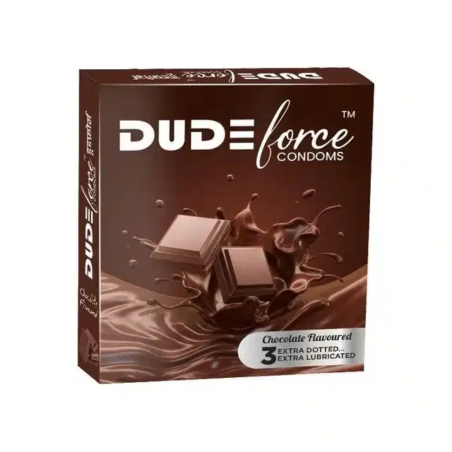 Dude Force 3 Pcs Chocolate Flavoured Condoms for Men, Set of 1