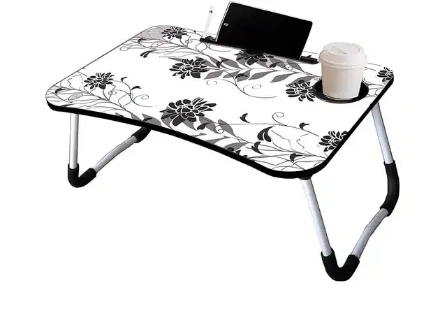 Portable & Foldable Laptop Bed Tray Table with Drawer, White