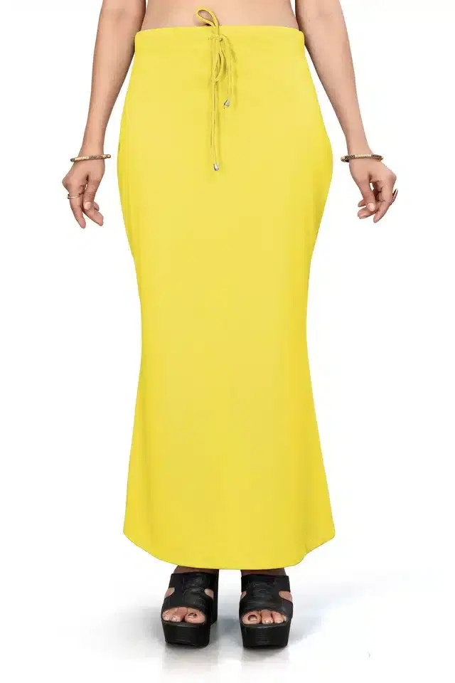 Lycra Solid Saree Petticoat for Women (Yellow, L)