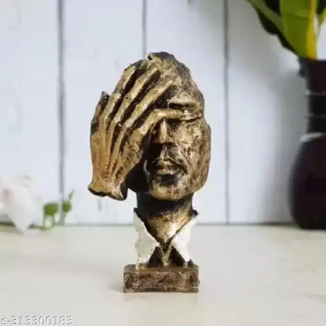 Resin Hand-on-Face Showpiece, Brass