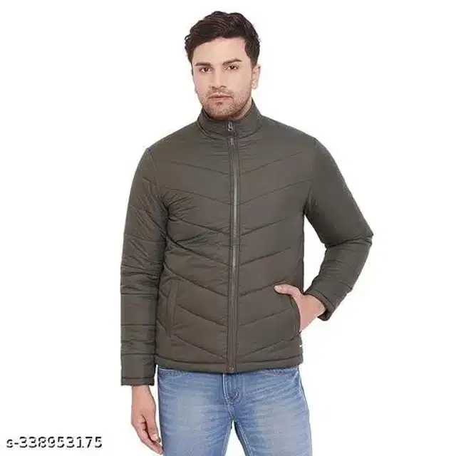 Polyester Jacket for Men (Olive, L)