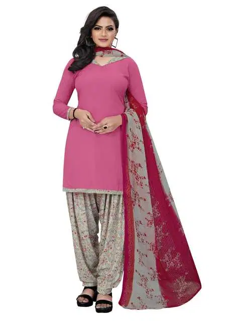 Sharda Creation Women's Dress Material (Pink) (SC30)