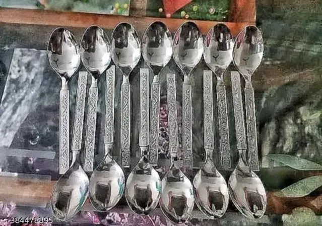 Stainless Steel Spoon, Silver, Pack of 12