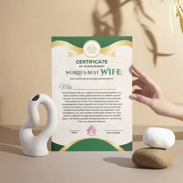 World Best Wife Certificate, Multicolor
