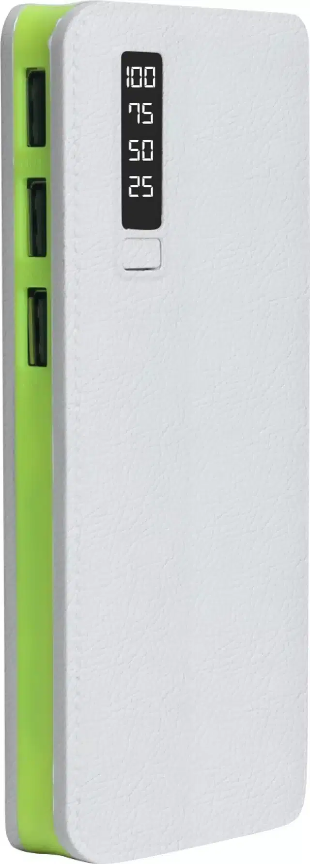 Portable Inbuilt Cables Power Bank, Green & White, 20000 mah