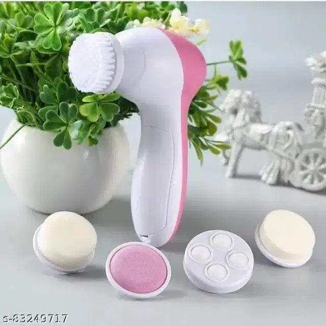 5 in 1 Face Massager, White & Pink