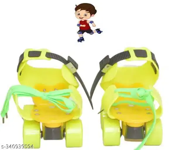 Adjustable Roller Skates for Kids, Yellow & Green